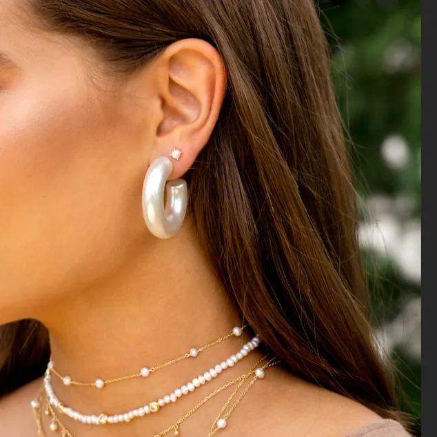 Chunky Pearl Hoop Earring