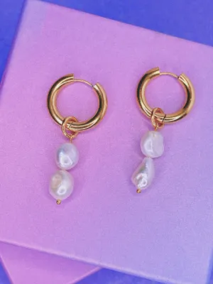 Chunky Pearl Hoop Earrings