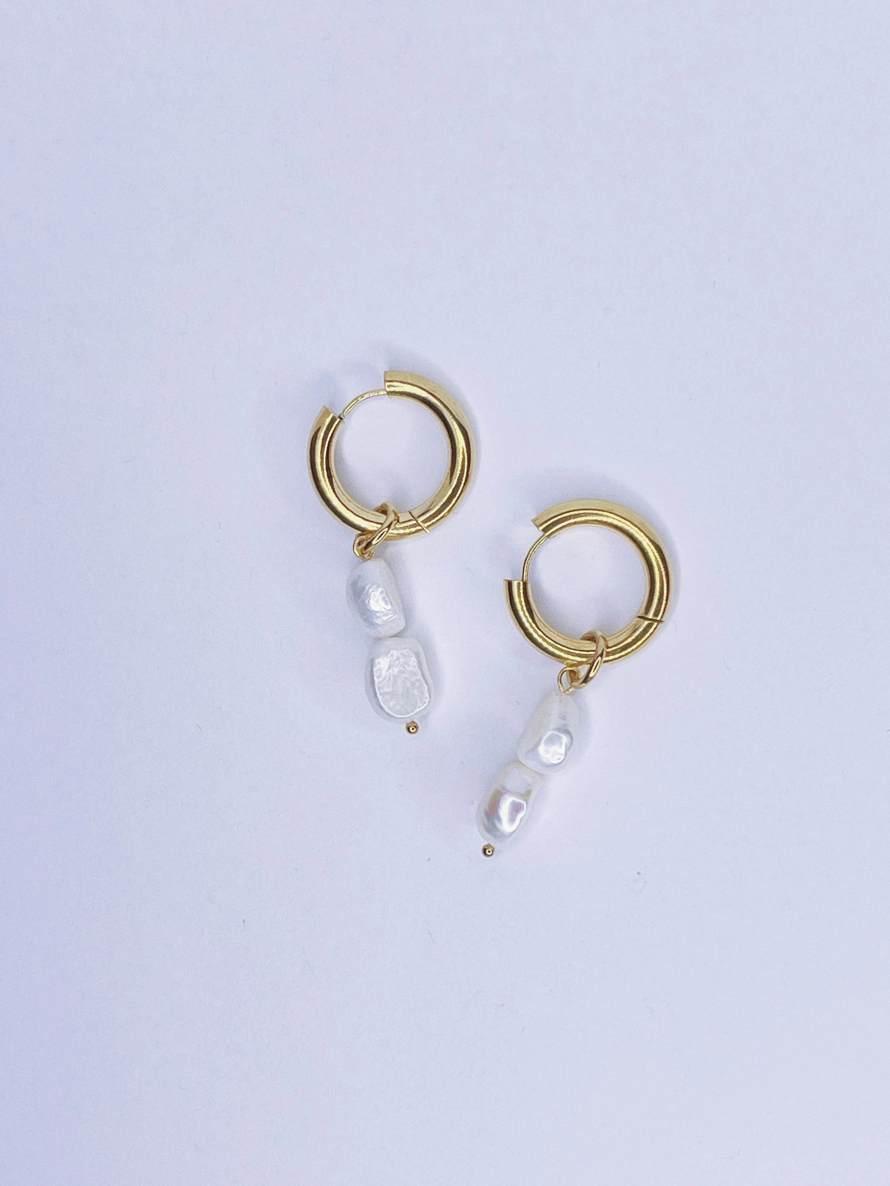 Chunky Pearl Hoop Earrings