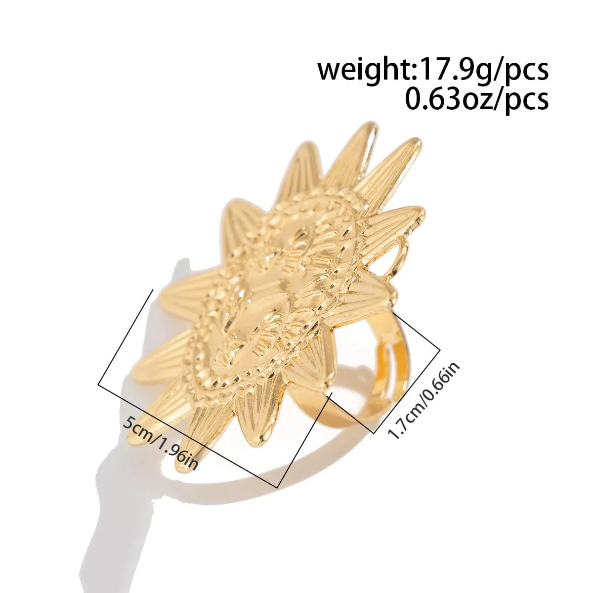 Chunky Relief Smile Sun Open Ring