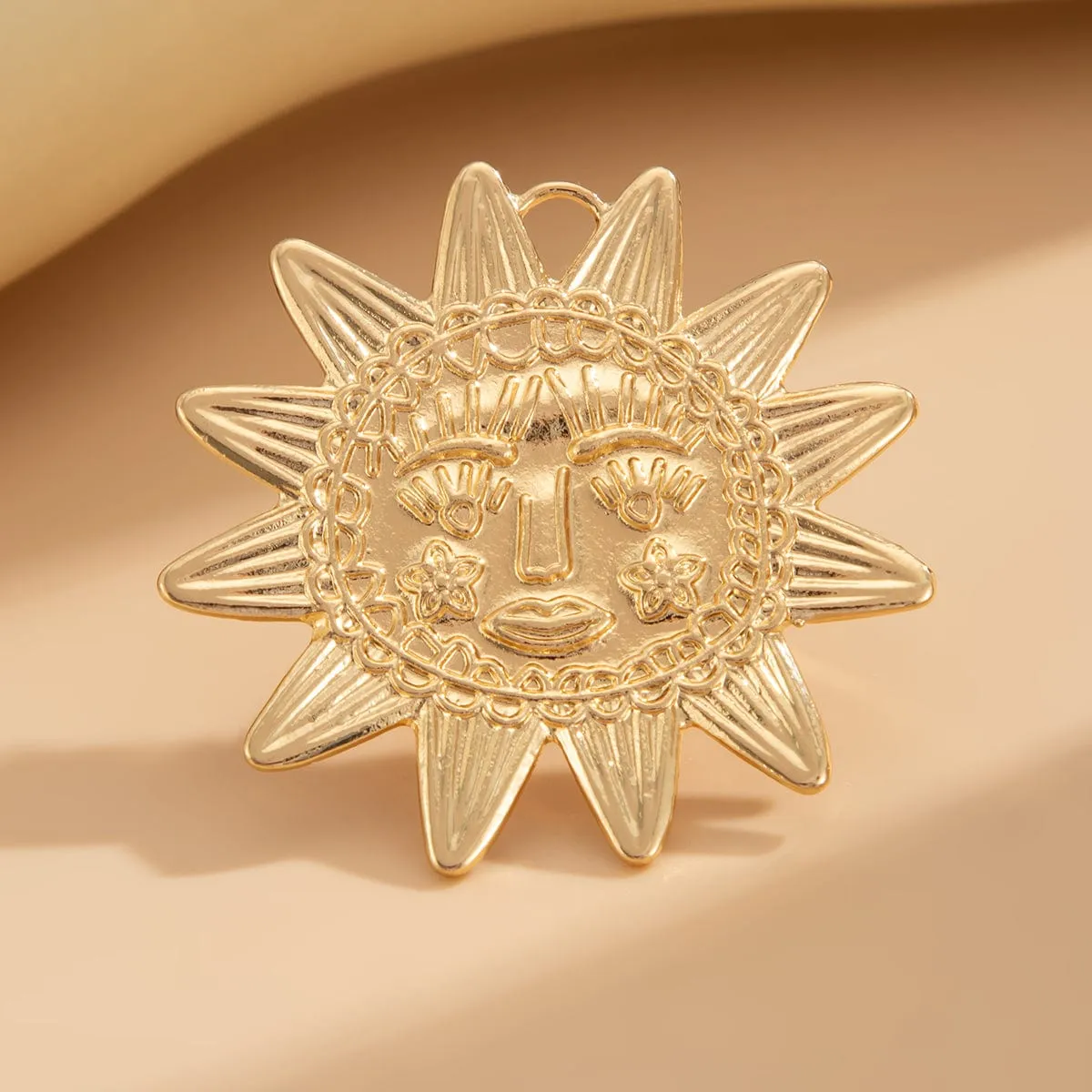 Chunky Relief Smile Sun Open Ring
