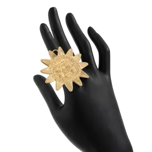 Chunky Relief Smile Sun Open Ring