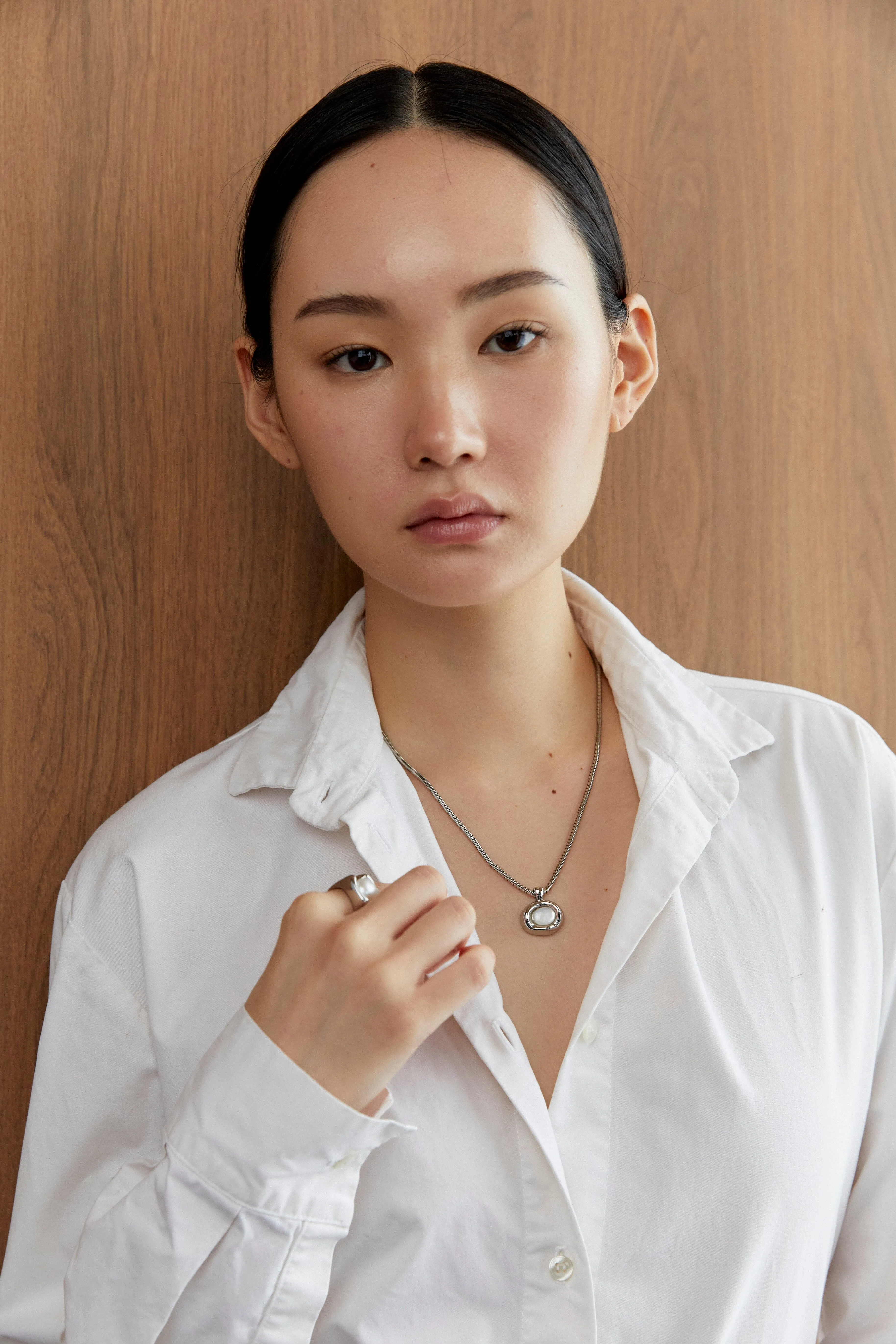 Chunky Silver Pearl Rhodium Ring