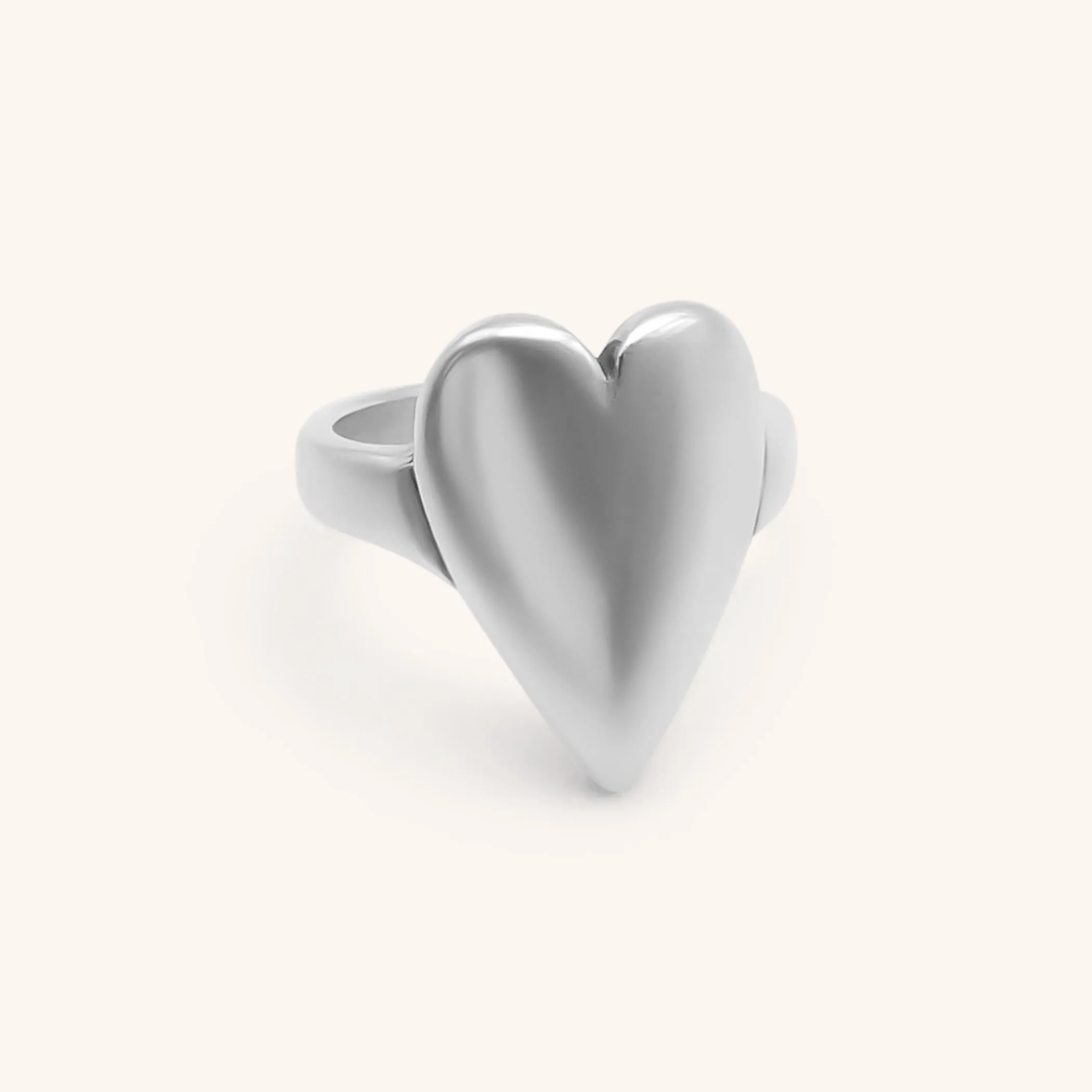Chunky Solid Heart Ring, Silver