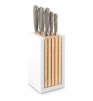 Classic 8 Piece Designer Knife Block Set Velvet Oyster