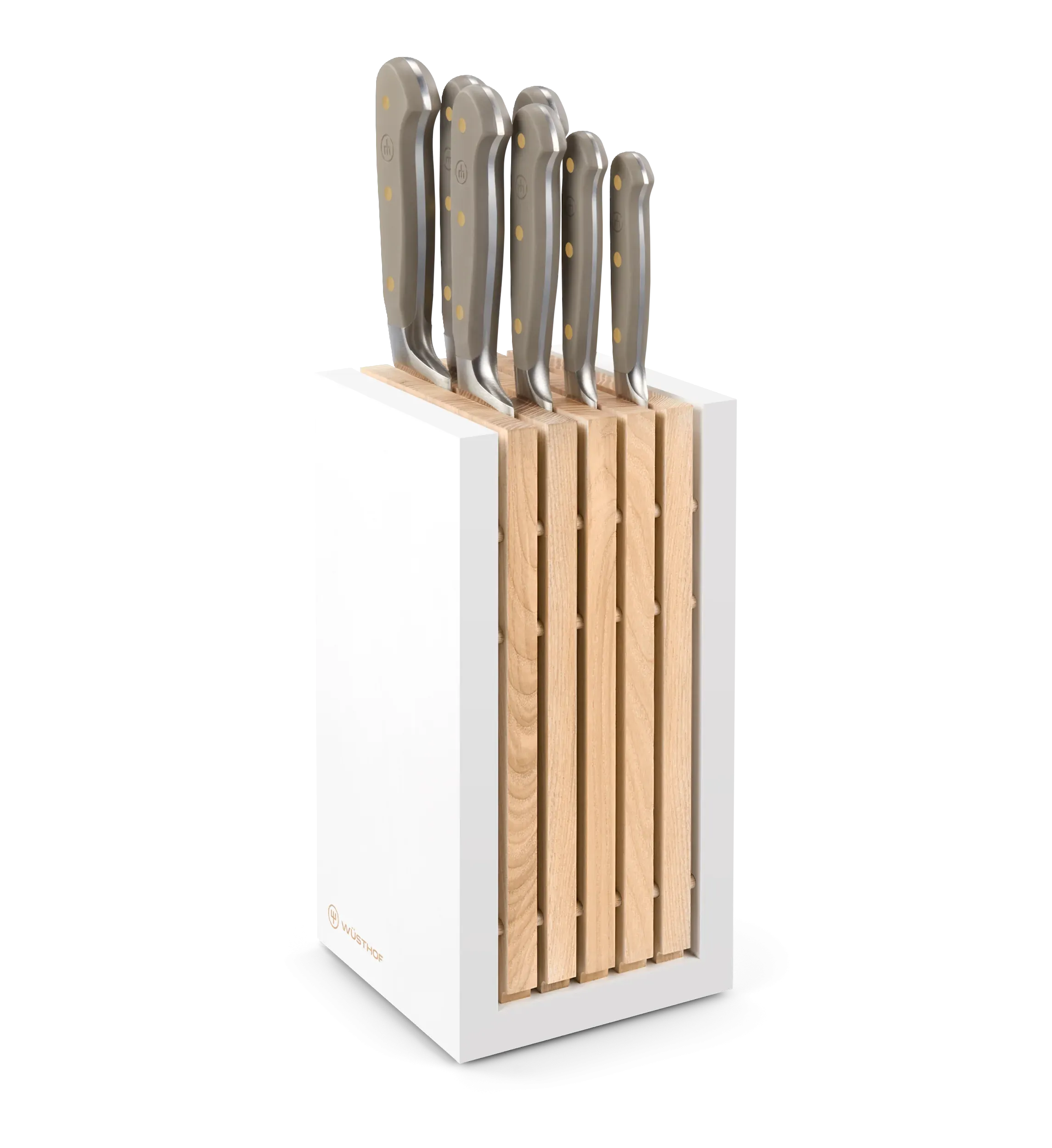 Classic 8 Piece Designer Knife Block Set Velvet Oyster