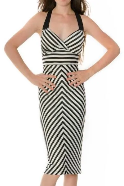 Classic Black And White Chevron Dress