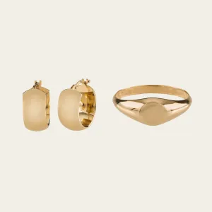 Classic Gold Set (Ring   Huggies)