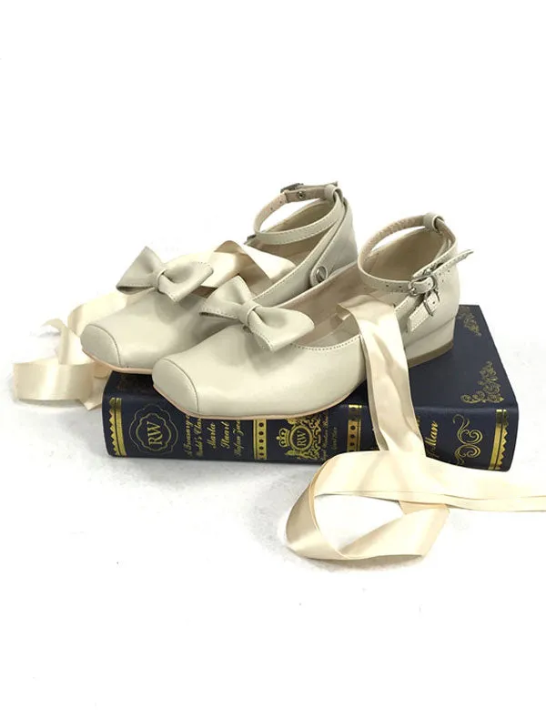 Classic Lolita Shoes Bow Square Toe Ankle Strap Strappy Lolita Pumps