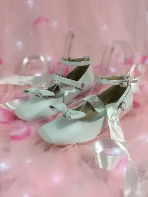 Classic Lolita Shoes Bow Square Toe Ankle Strap Strappy Lolita Pumps