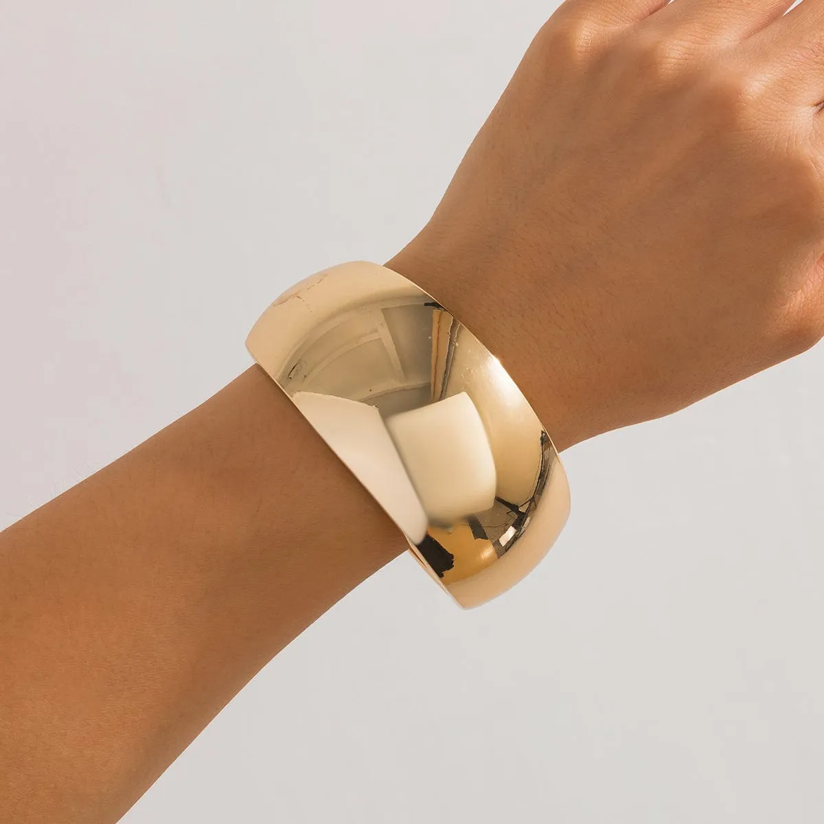 Classic Metallic Chunky Wide Cuff Bangle Bracelet