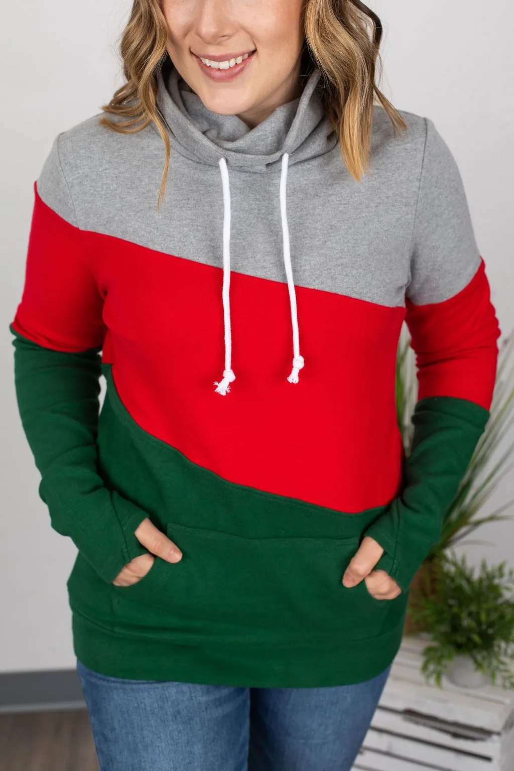 Classic Trio-Block Cowl Neck