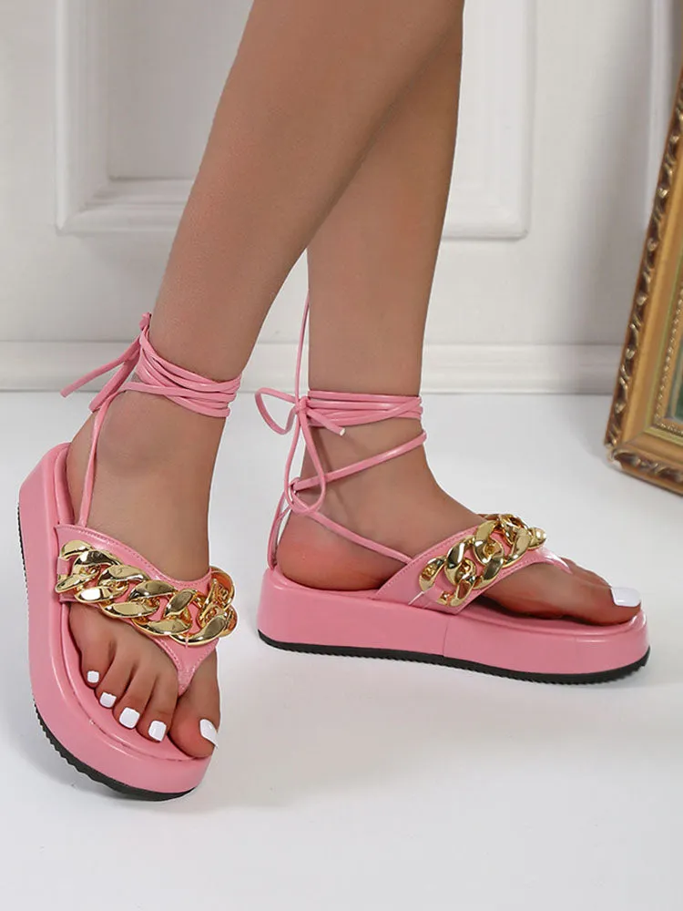 Clip Toe Platform Chain Sandals