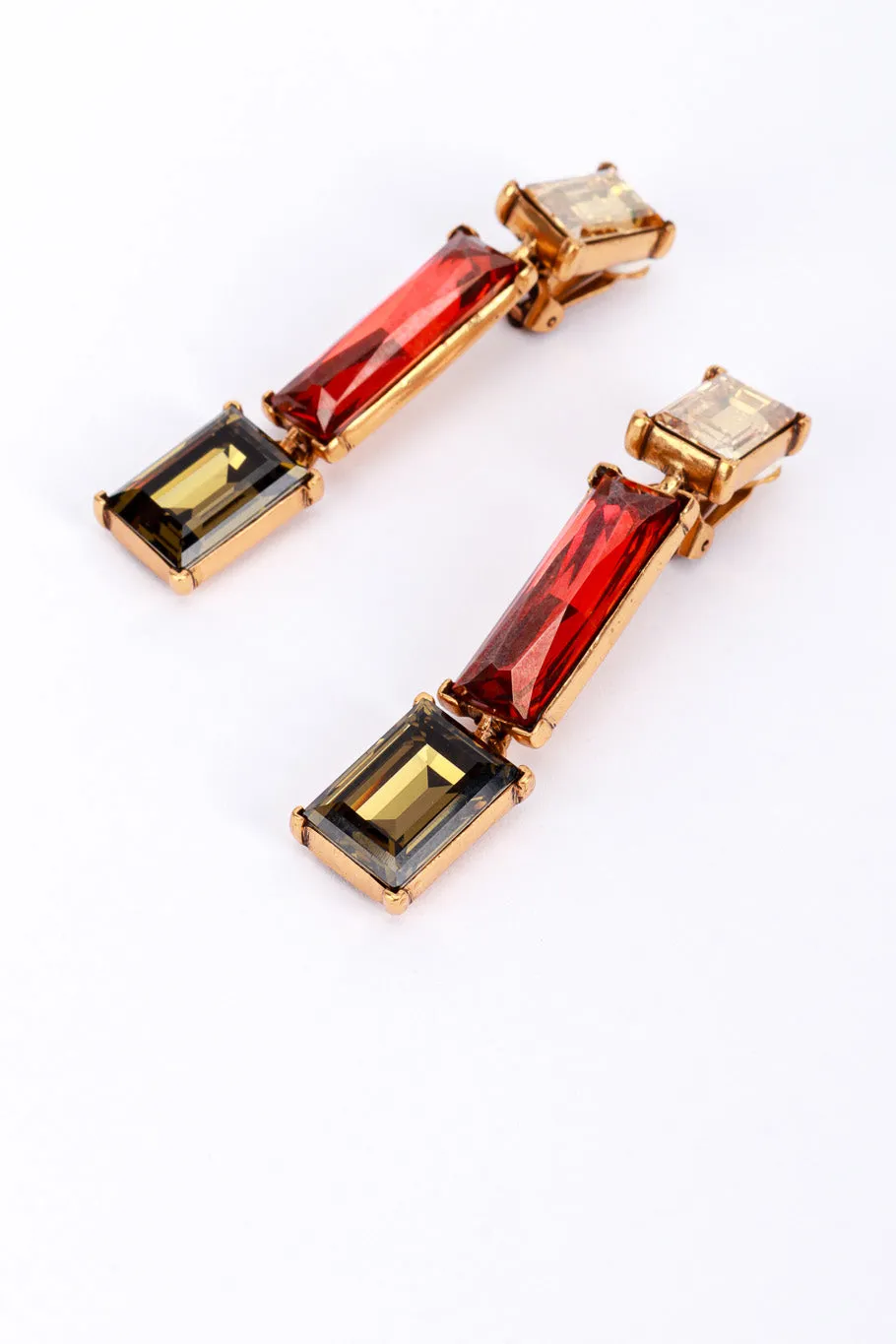 Color Block Baguette Crystal Earrings