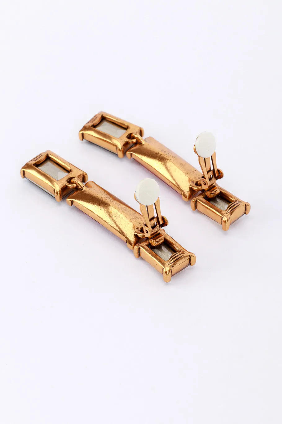 Color Block Baguette Crystal Earrings