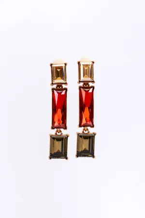 Color Block Baguette Crystal Earrings