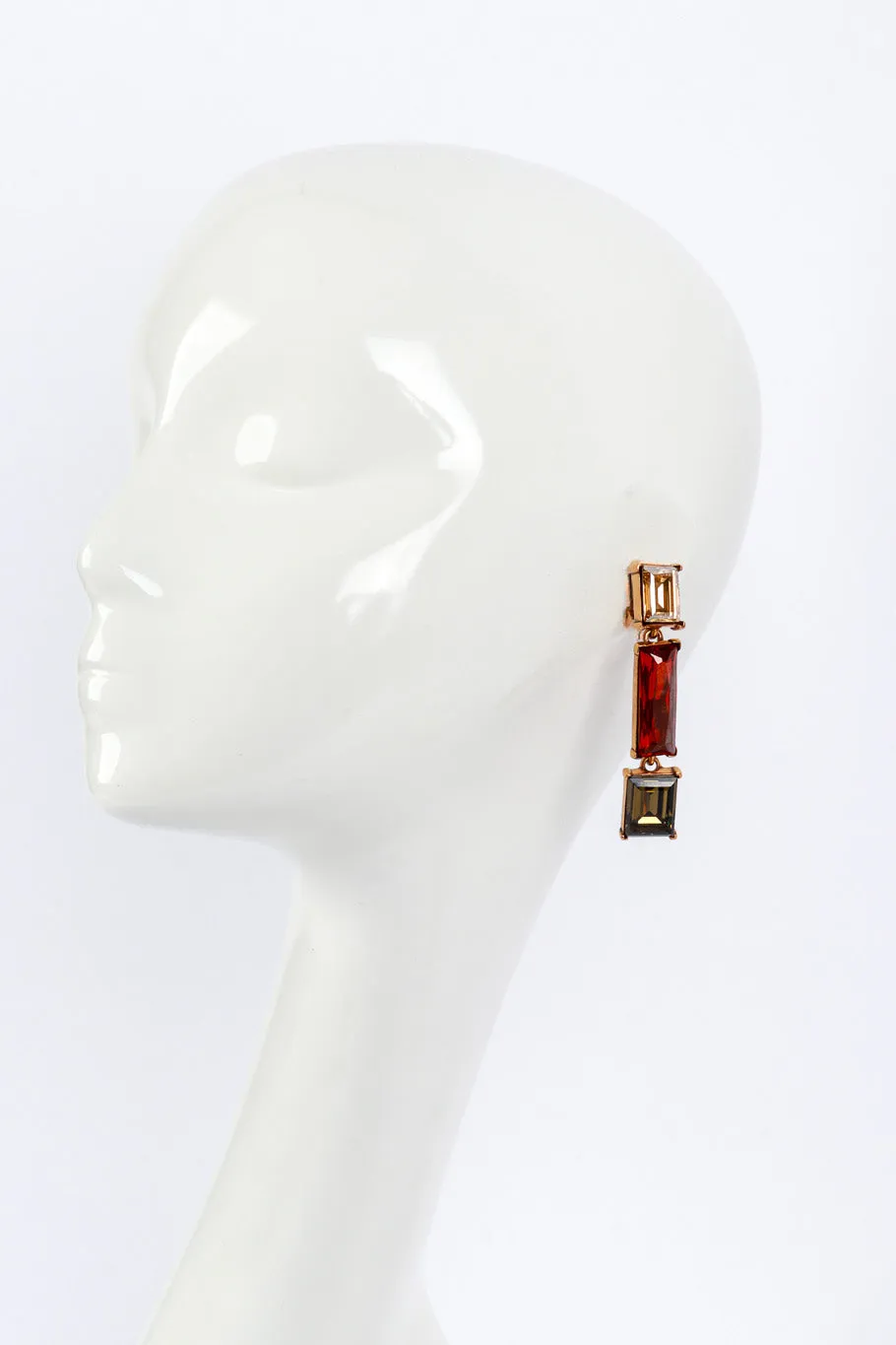 Color Block Baguette Crystal Earrings