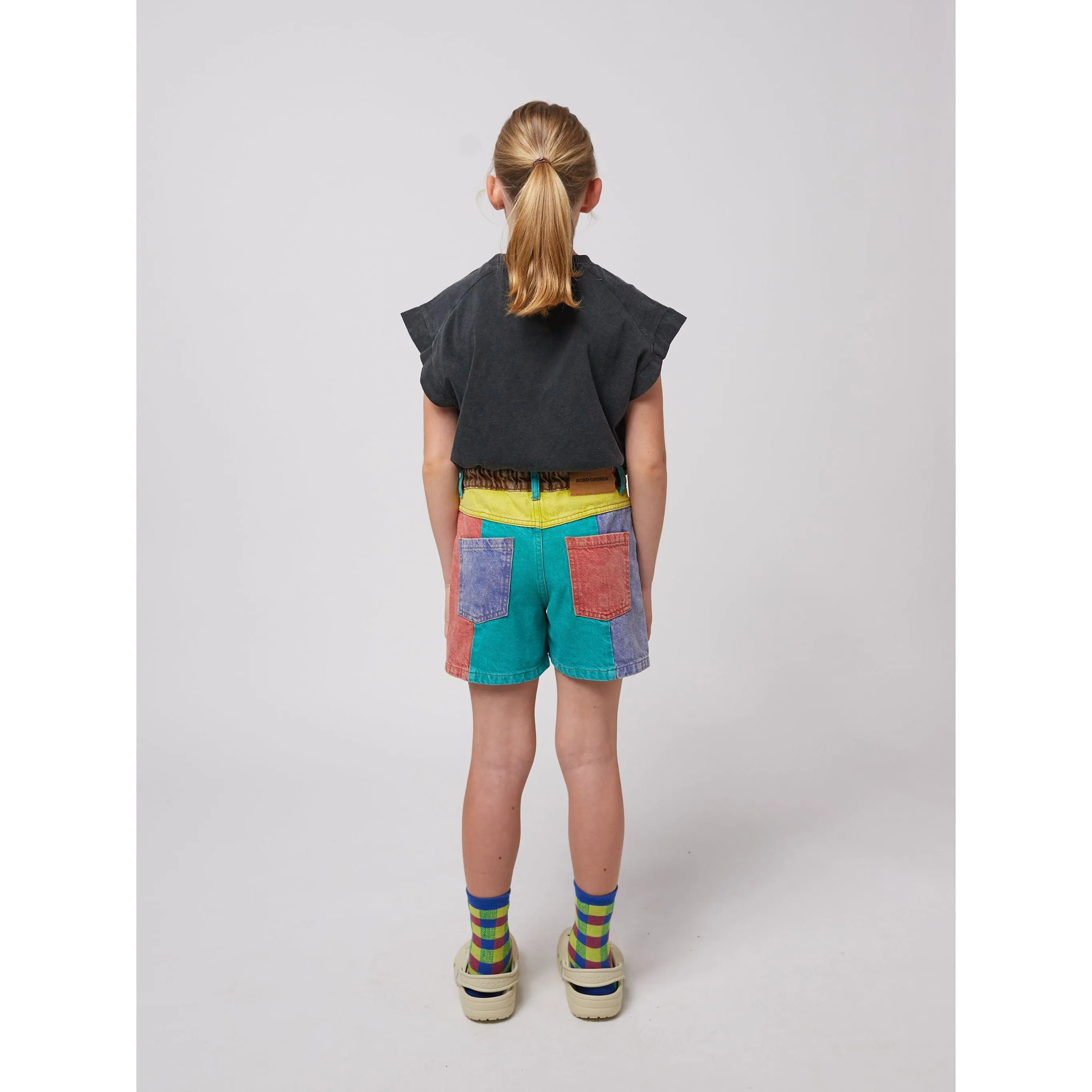 Color Block Denim Shorts