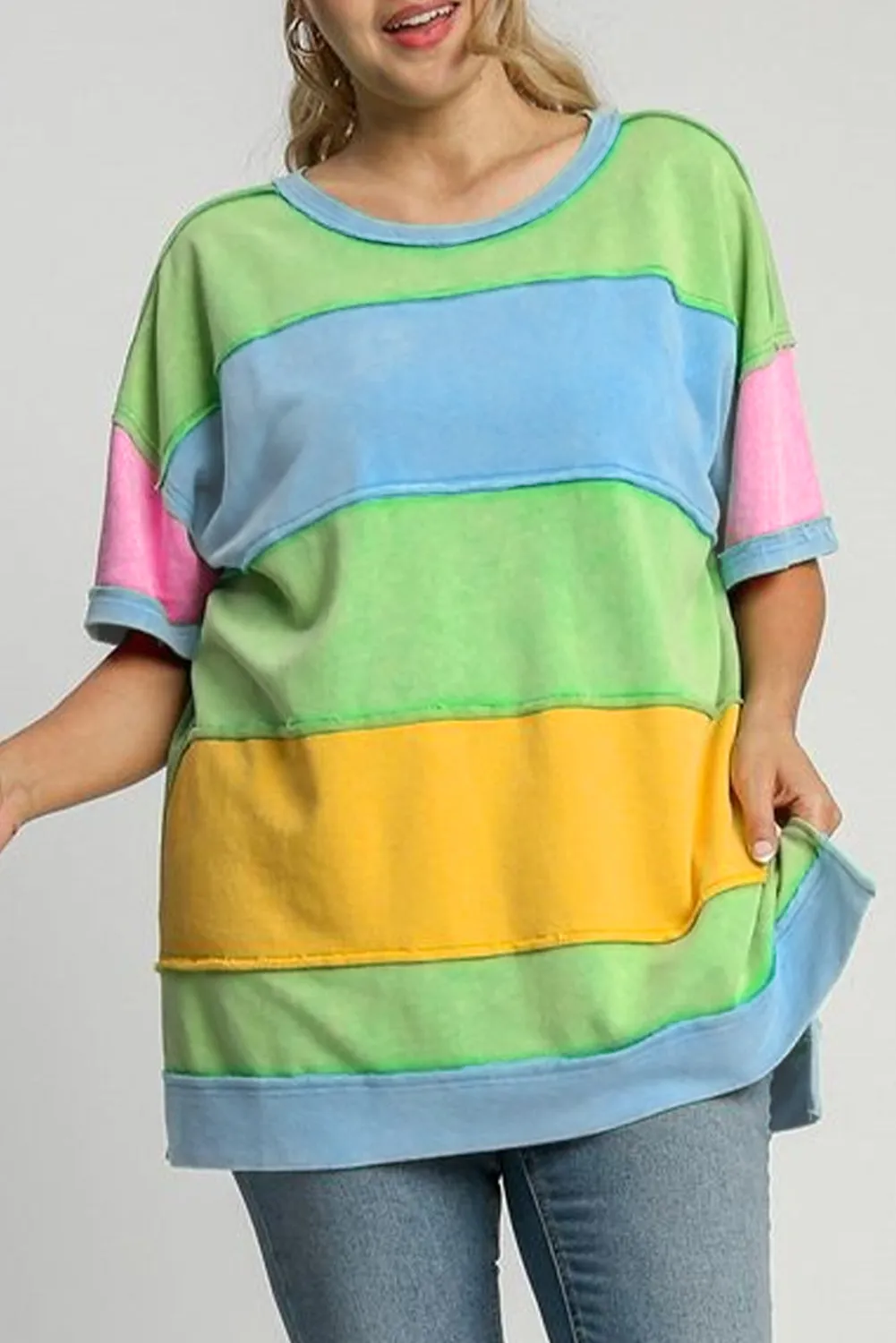 Color Block Patchwork Curvy Size T