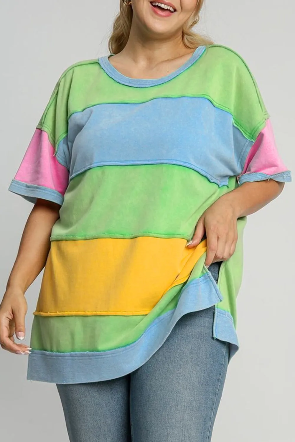 Color Block Patchwork Curvy Size T