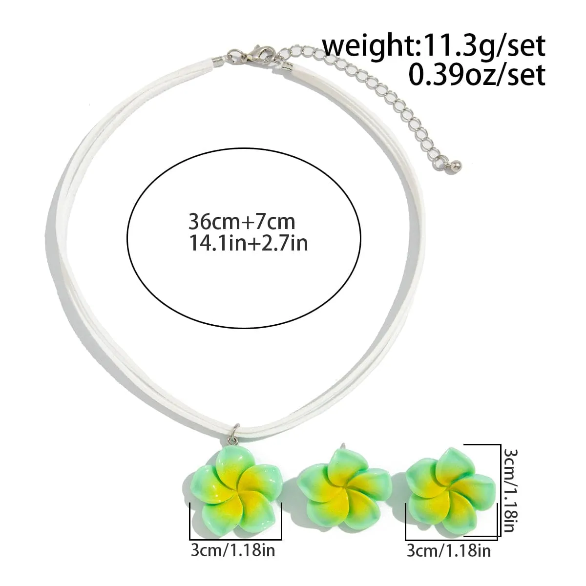 Colorful Flower Velvet Necklace Earrings Set