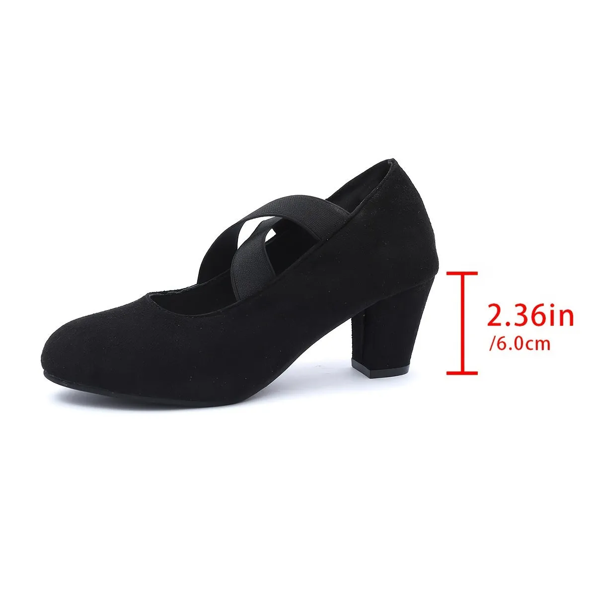 Comfortable Chunky Heel Round Toe Pumps - Chic High Heels with Elastic Band