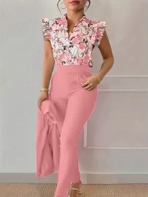 Conjunto de blusa floral y pantalones - Cherry Vibes