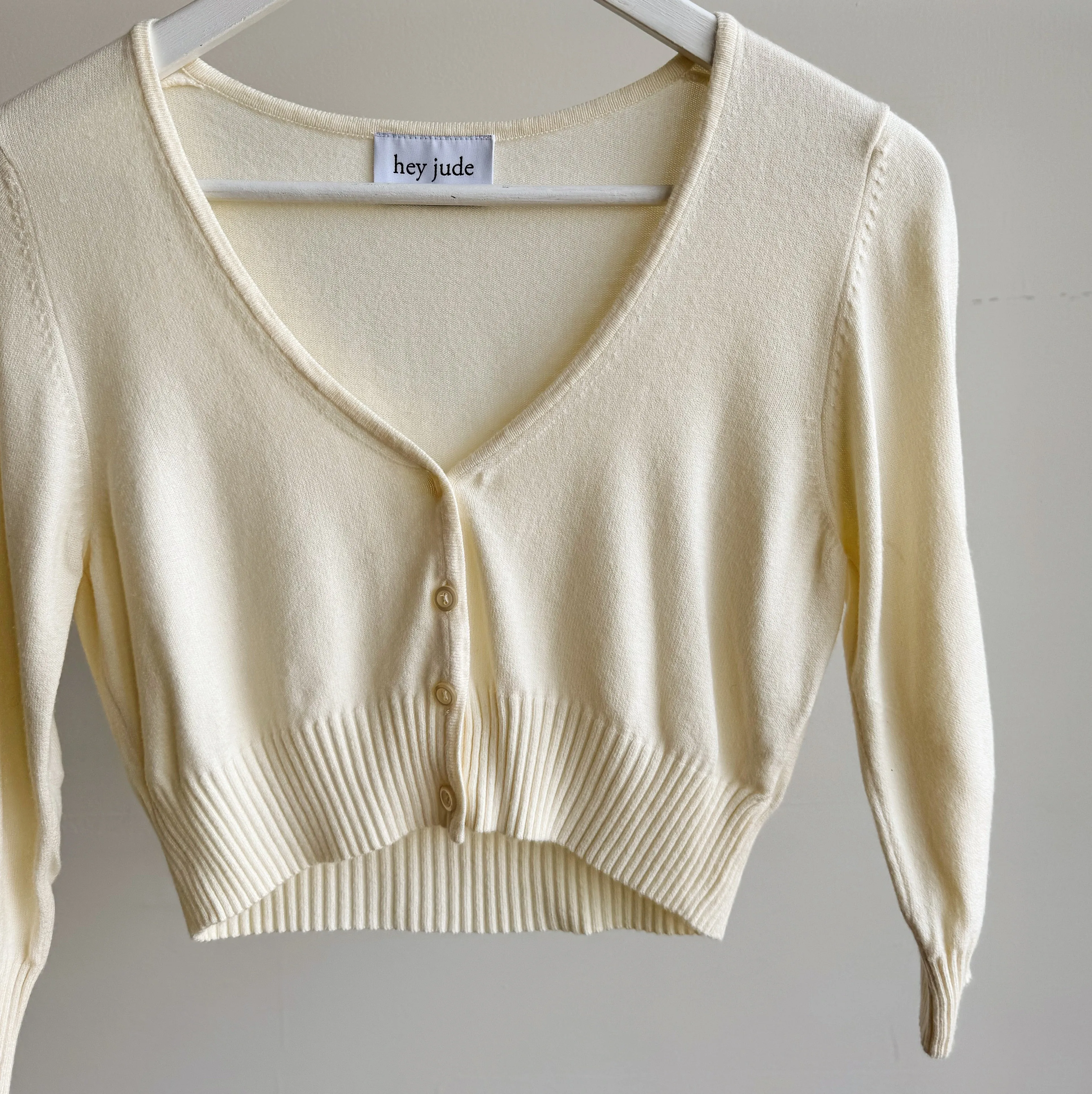 Cream Cropped Cardigan Top