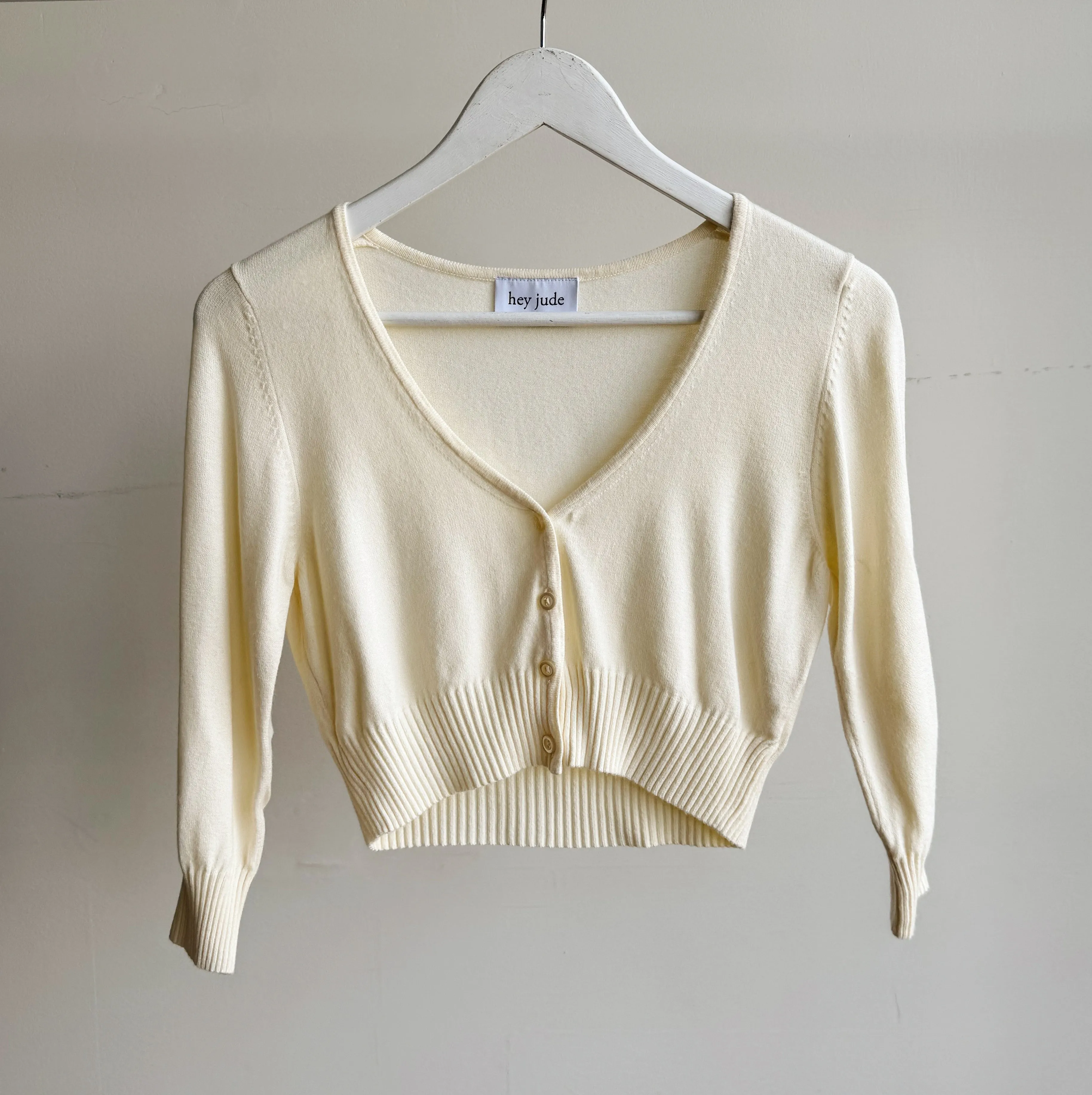 Cream Cropped Cardigan Top