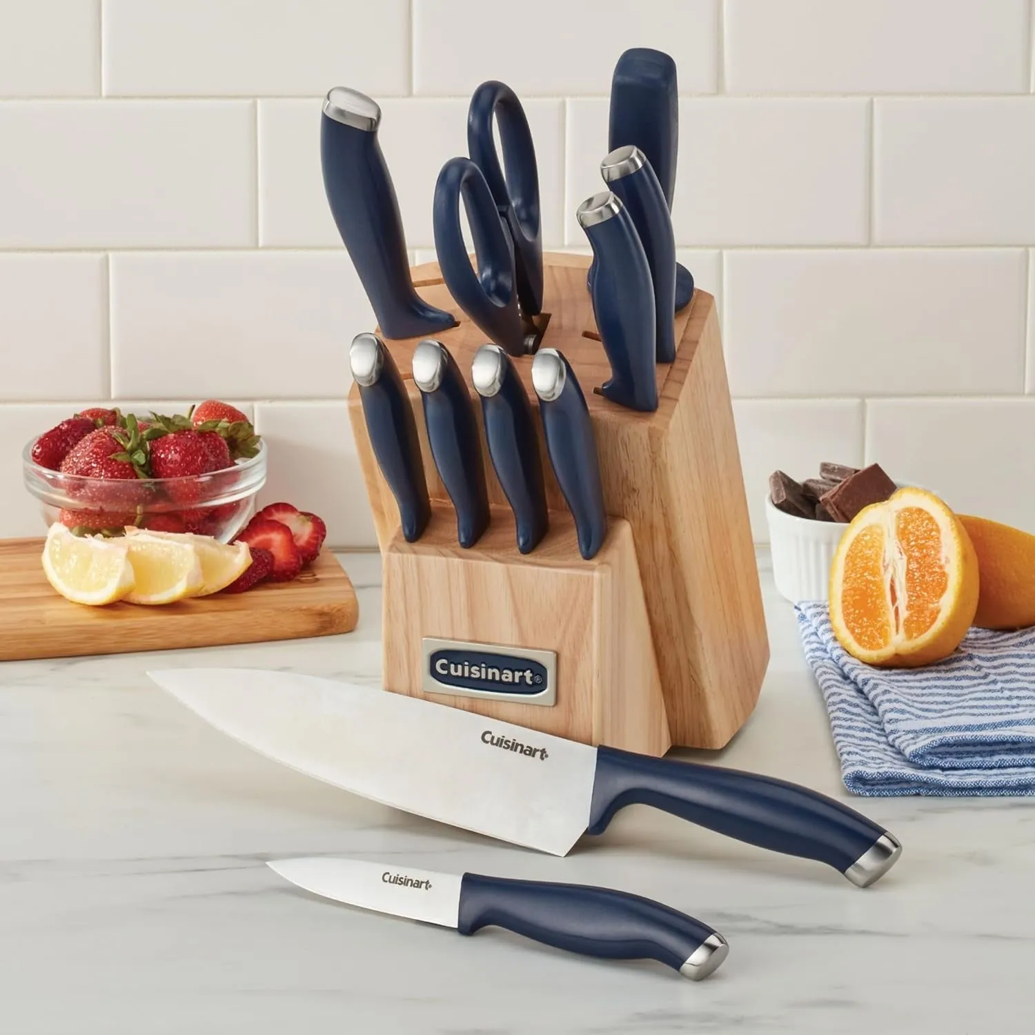Cuisinart C77SSN-12P Color Pro Collection 12 Piece Knife Block Set, Navy