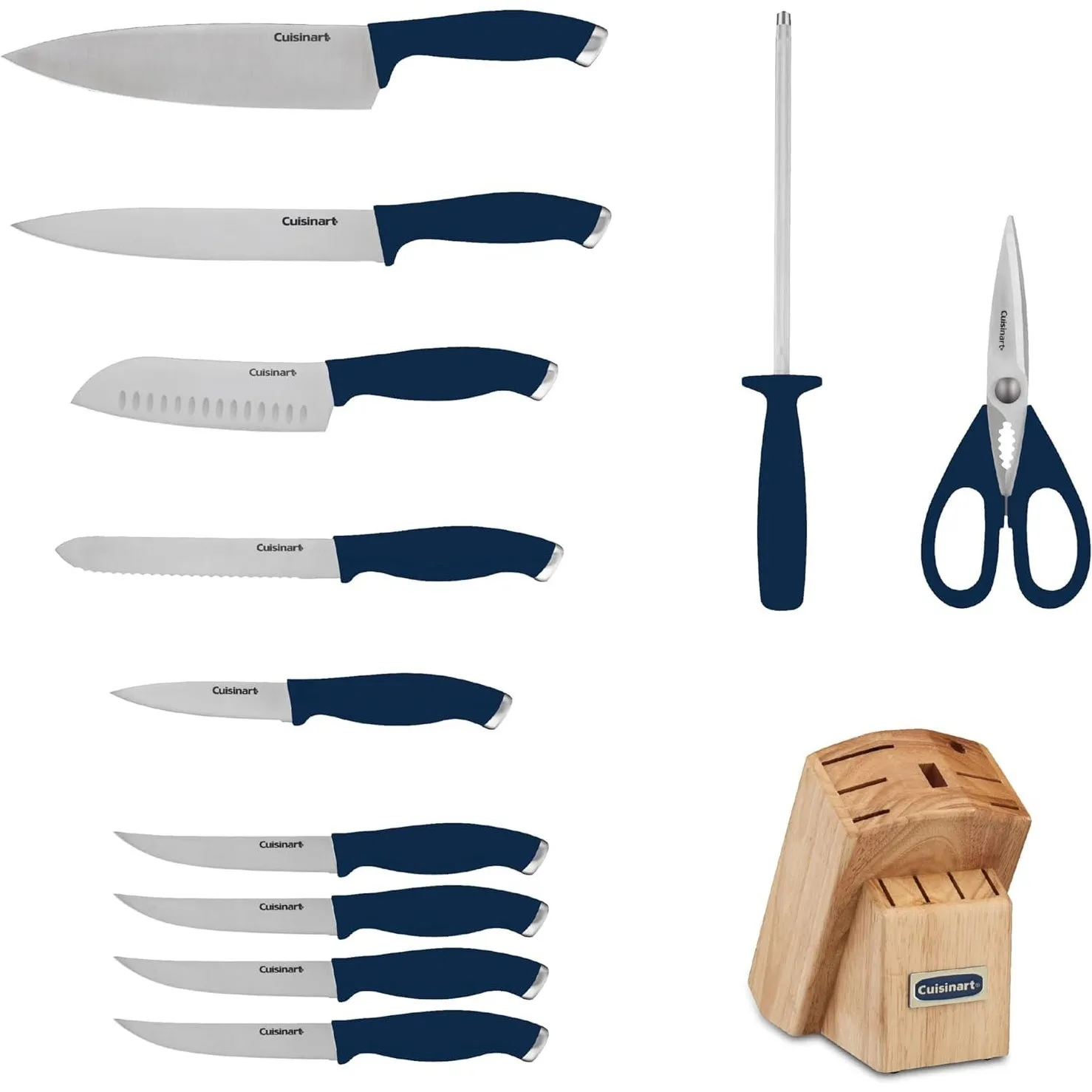 Cuisinart C77SSN-12P Color Pro Collection 12 Piece Knife Block Set, Navy