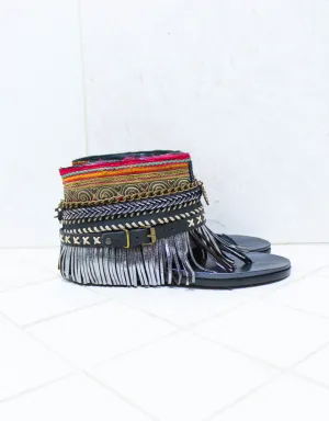 Custom Made Boho Sandals in Black | SIZE 38