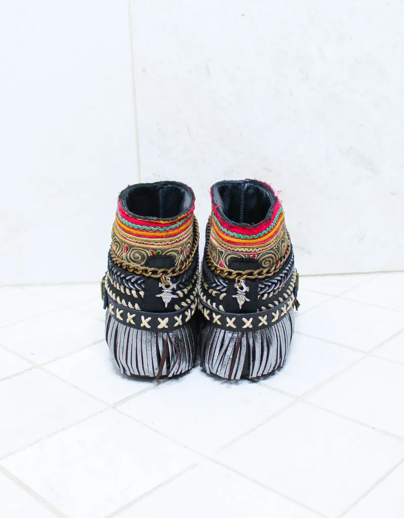Custom Made Boho Sandals in Black | SIZE 38