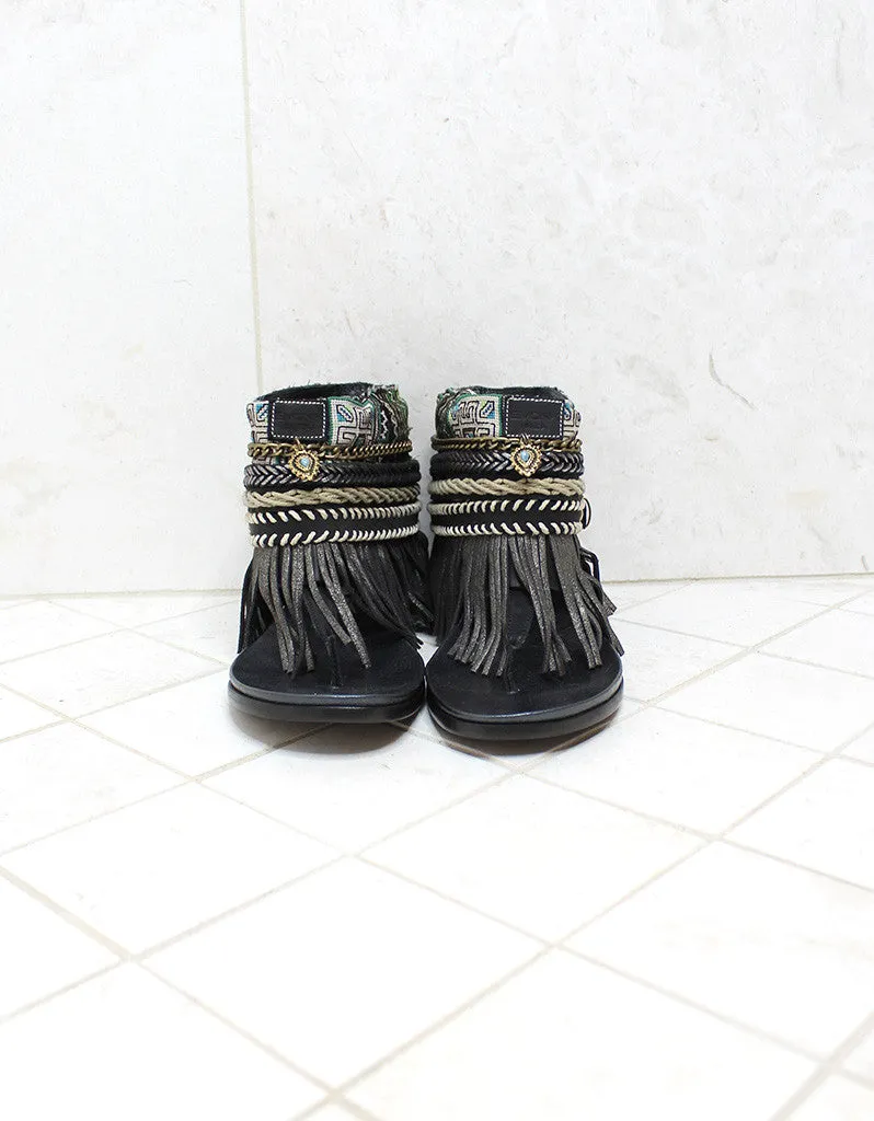 Custom Made Boho Sandals in Black | SIZE 41