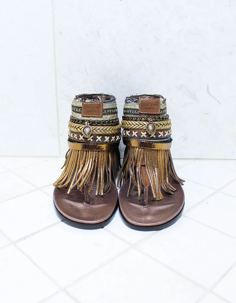 Custom Made Boho Sandals in Brown | SIZE 38
