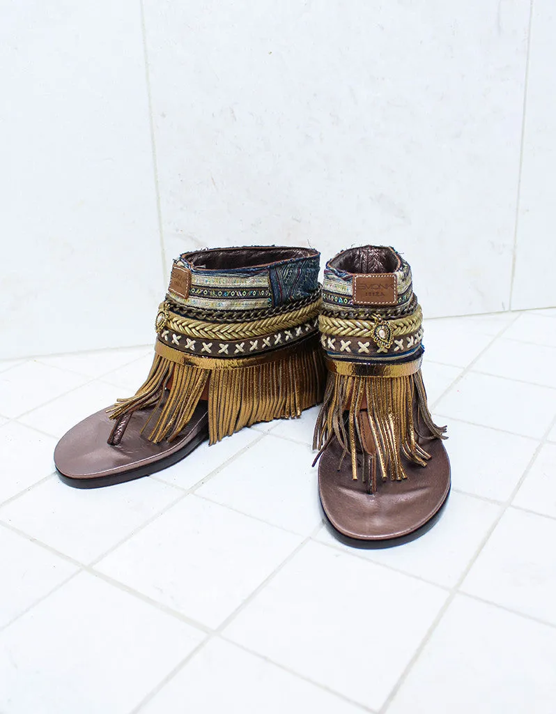 Custom Made Boho Sandals in Brown | SIZE 38