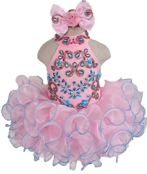 Custom Made Nations Little Miss Pink Stunning Pageant Dress With Hair bow