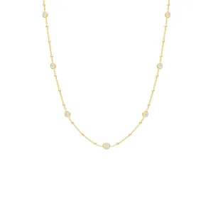 CZ Bezel Ball Chain Necklace