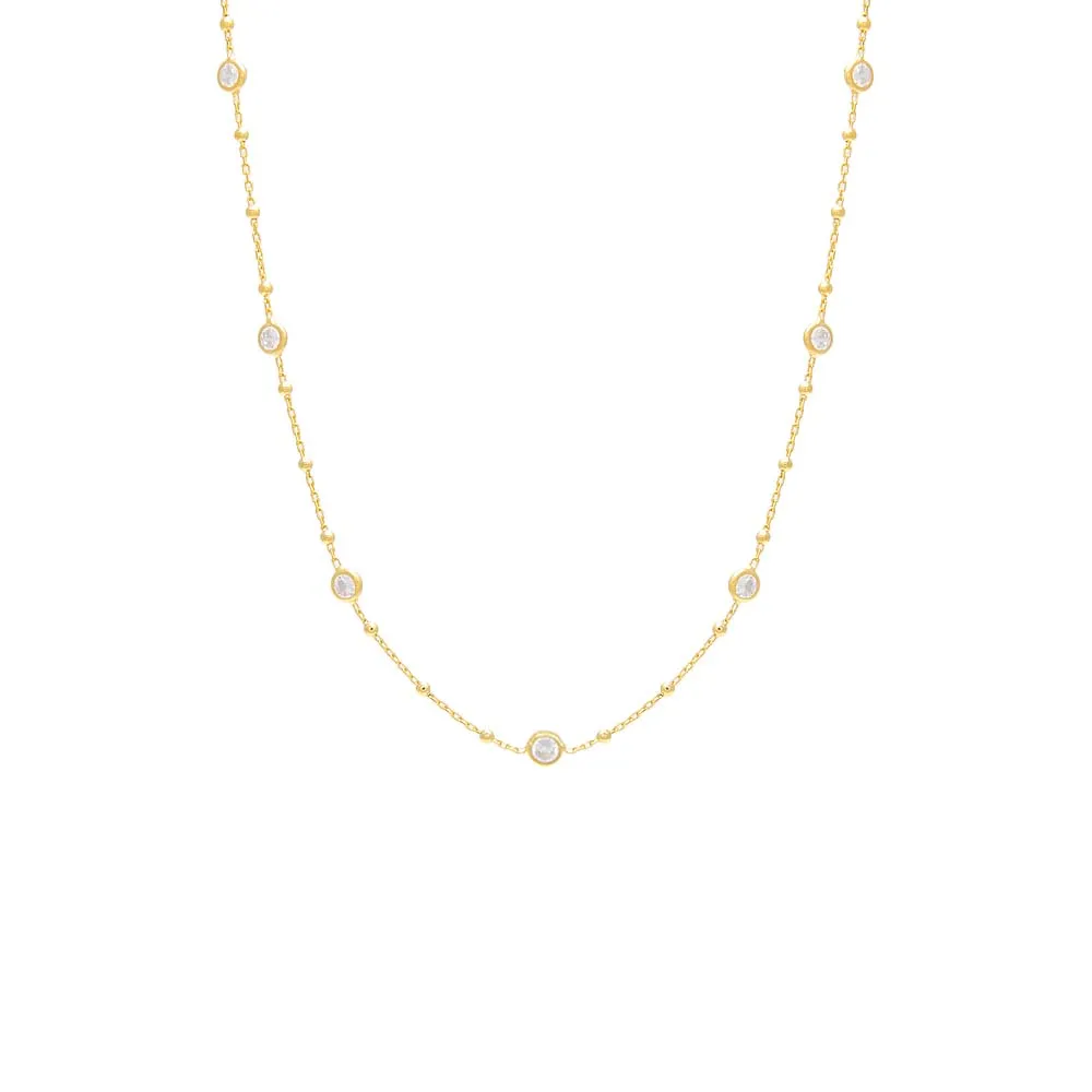 CZ Bezel Ball Chain Necklace