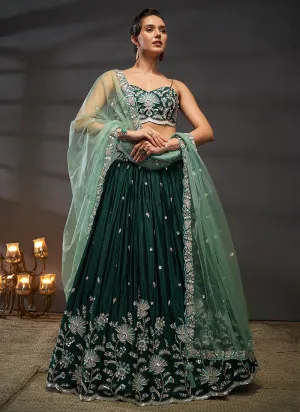Dark Green Embroidered Bridal Lehenga Choli