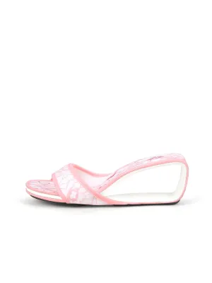 Delicate Balance Lace Mesh Leather Slide - Pink