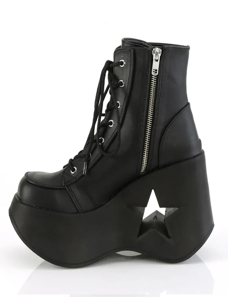 DEMONIA DYNAMITE-106 - BLACK STRETCH VEGAN LEATHER ✰ PRE ORDER ✰