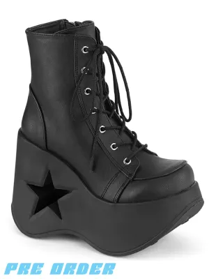 DEMONIA DYNAMITE-106 - BLACK STRETCH VEGAN LEATHER ✰ PRE ORDER ✰