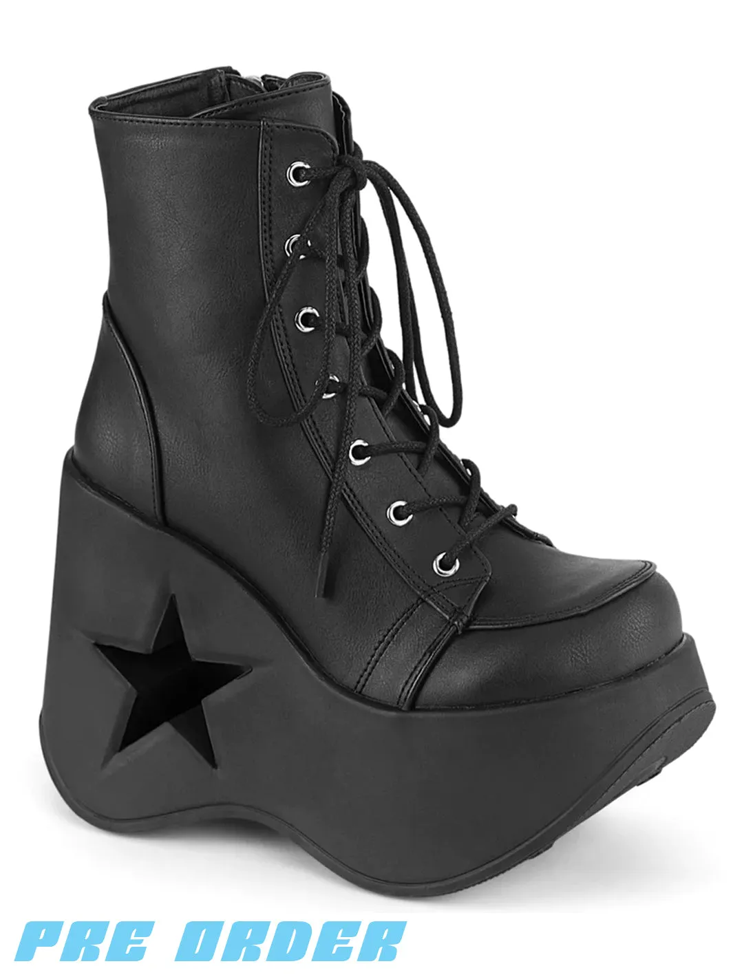 DEMONIA DYNAMITE-106 - BLACK STRETCH VEGAN LEATHER ✰ PRE ORDER ✰