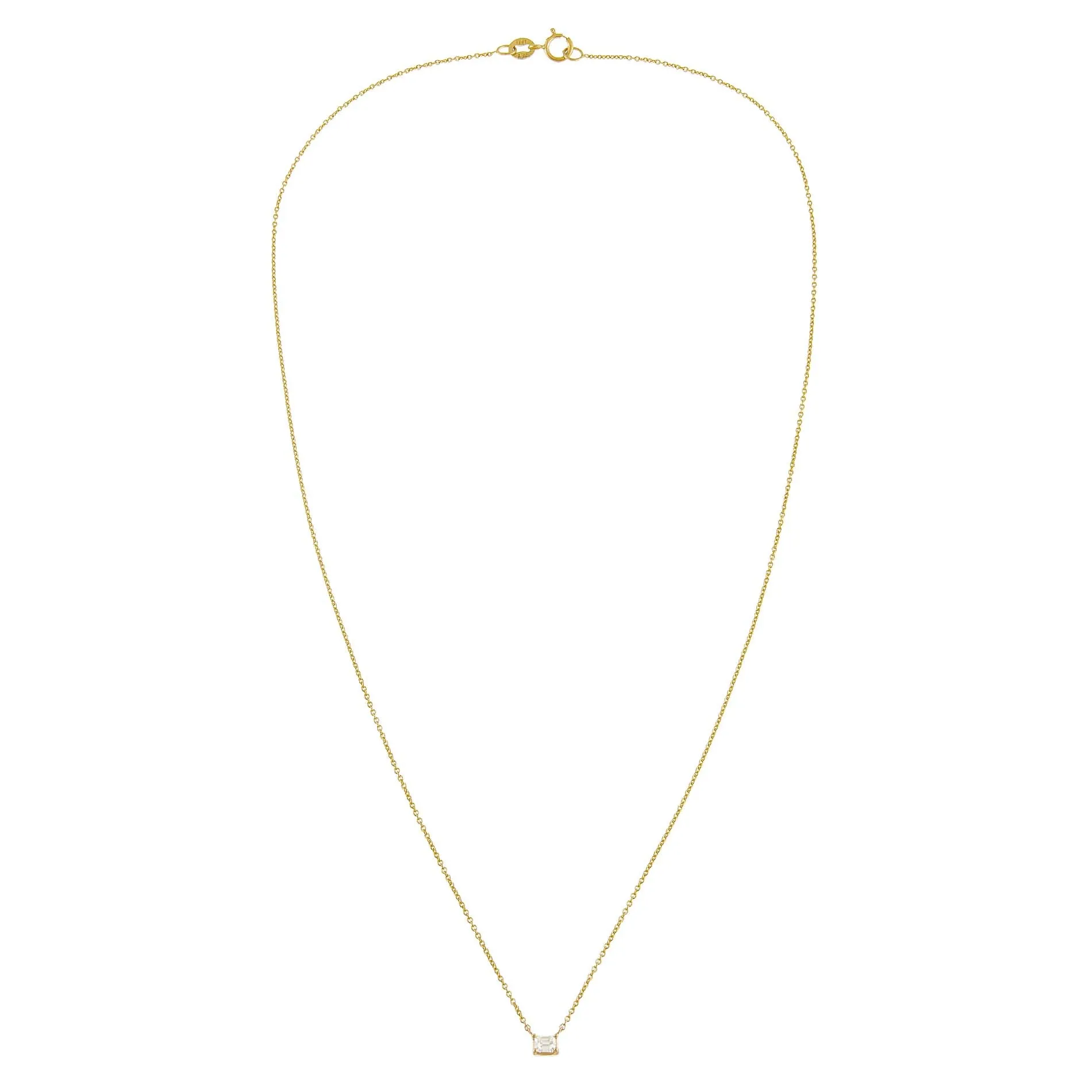 Diamond Tiny Rectangle Necklace 14K