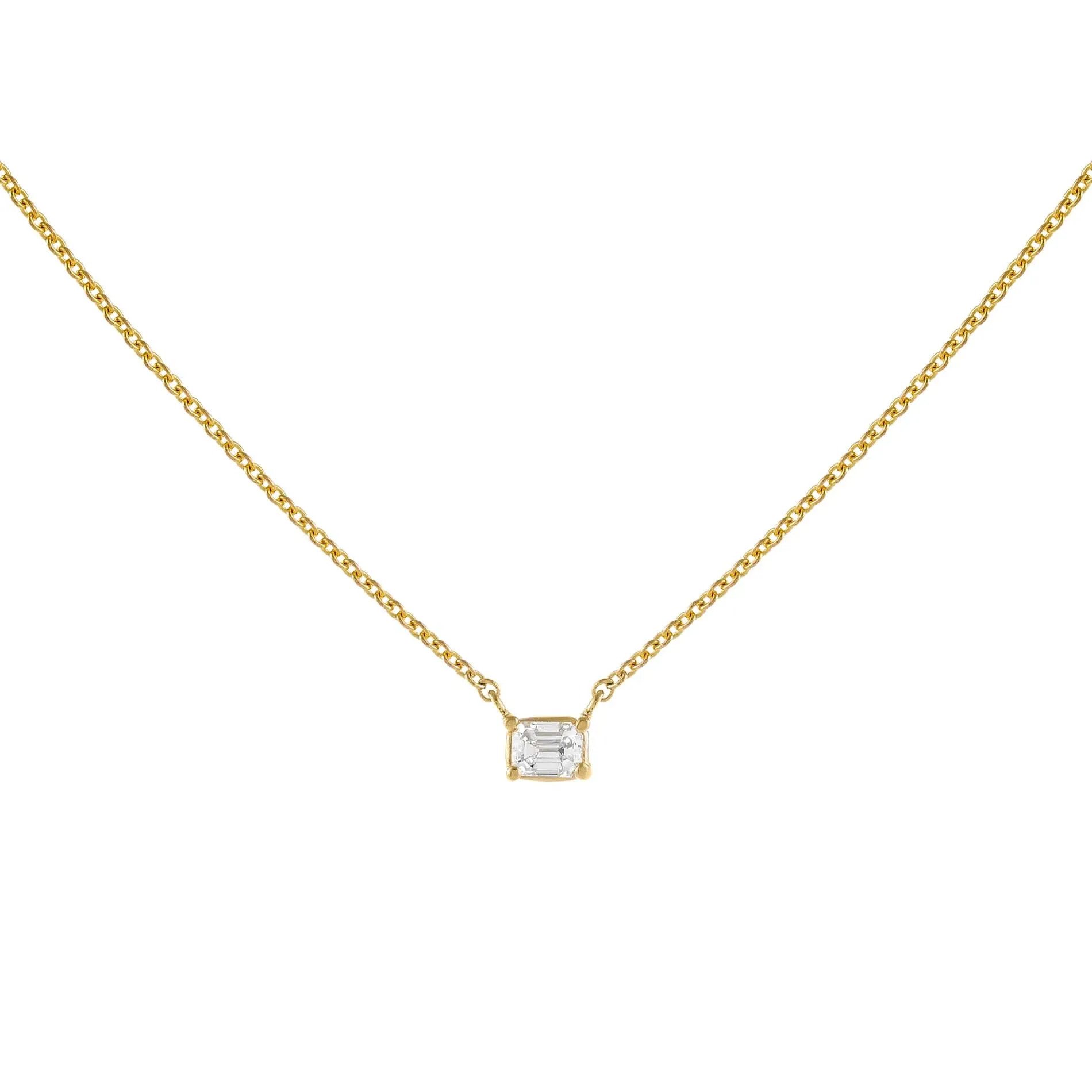 Diamond Tiny Rectangle Necklace 14K