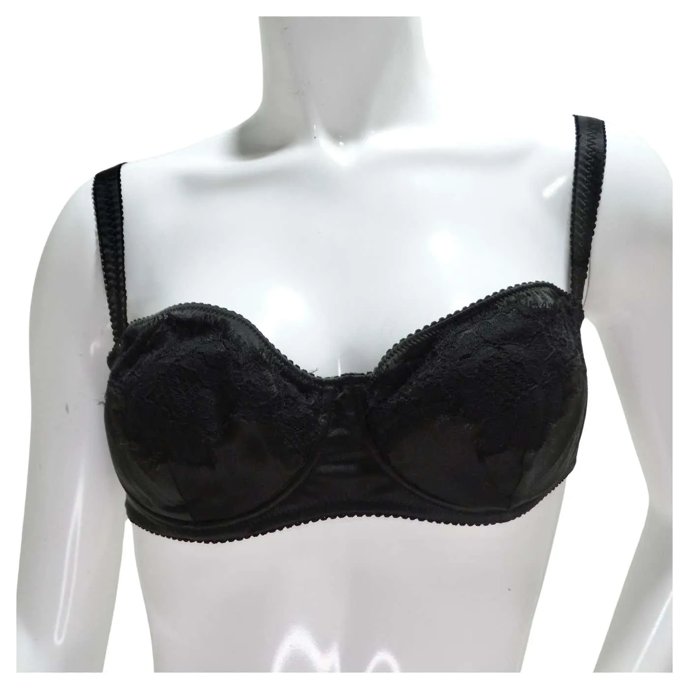Dolce & Gabanna Black Lace Detail Balconette Bra