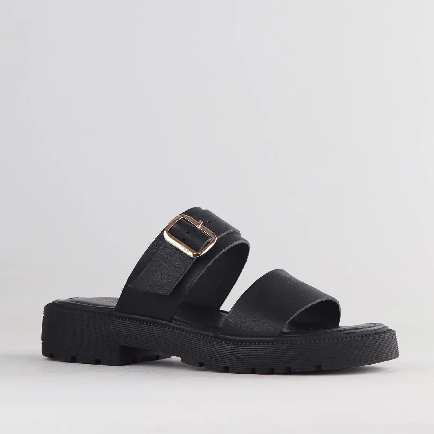 Double Band Buckle Strap in Black - 12695