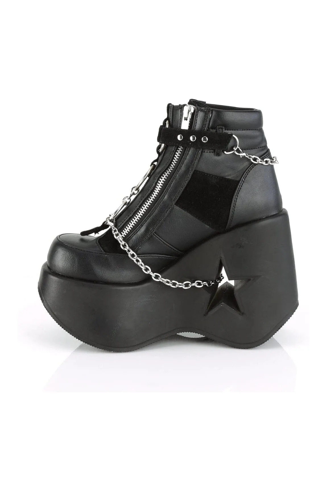 DYNAMITE-101 Black Hologram Patent Ankle Boot