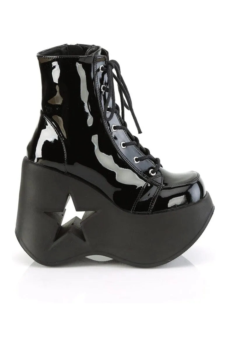 DYNAMITE-106 Black Patent Ankle Boot